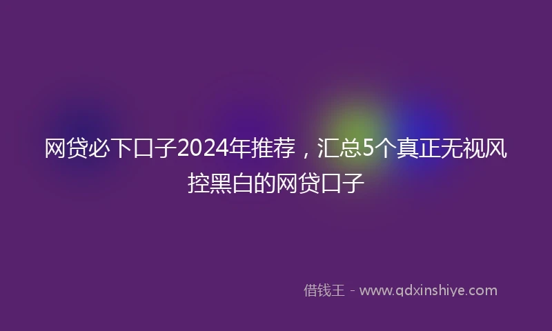 网贷必下口子2024年推荐，汇总5个真正无视风控黑白的网贷口子