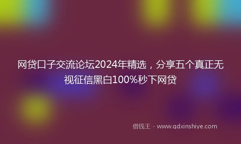 网贷口子交流论坛2024年精选，分享五个真正无视征信黑白100%秒下网贷