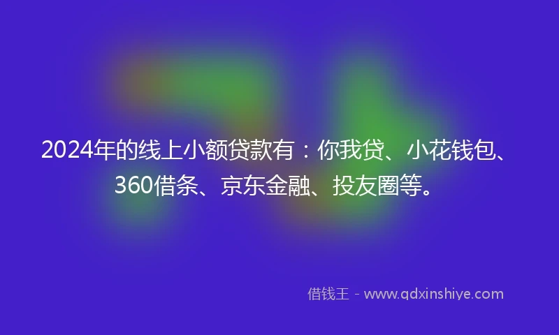 2024年的线上小额贷款有：你我贷、小花钱包、360借条、京东金融、投友圈等。