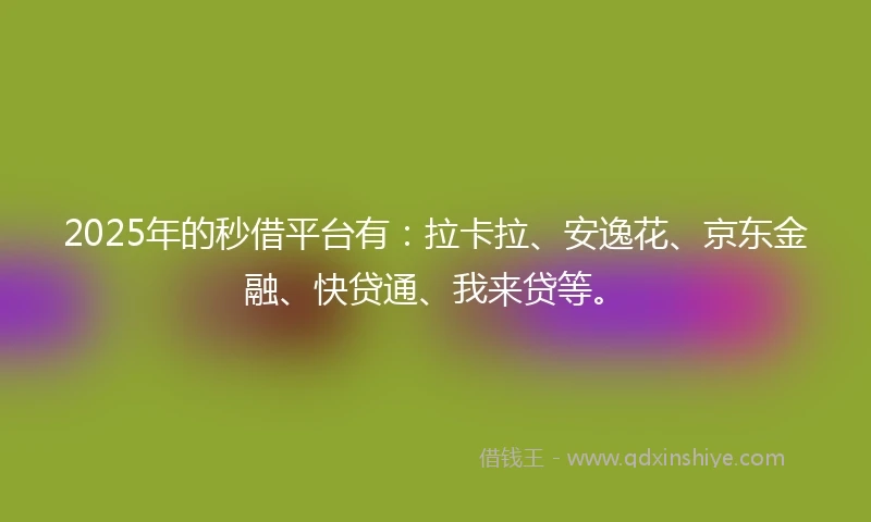 2025年的秒借平台有：拉卡拉、安逸花、京东金融、快贷通、我来贷等。