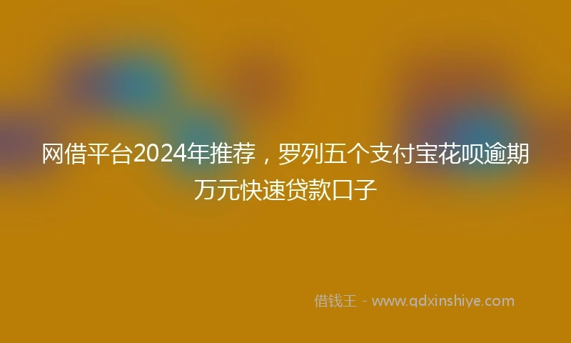 网借平台2024年推荐，罗列五个支付宝花呗逾期万元快速贷款口子