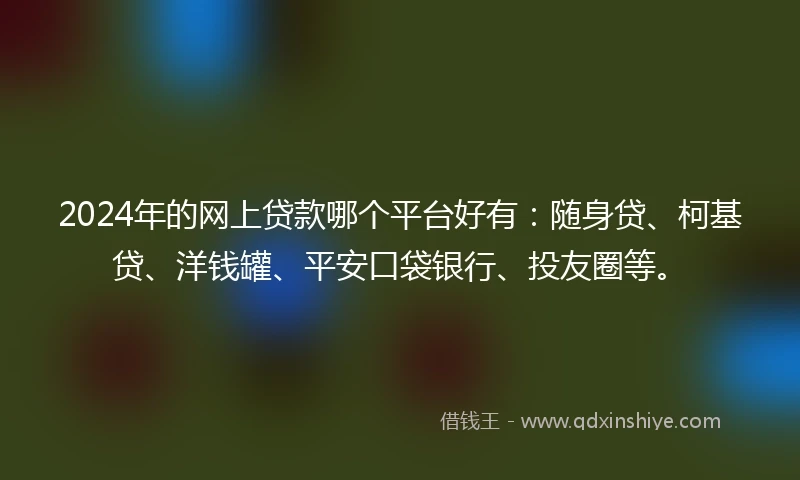 2024年的网上贷款哪个平台好有：随身贷、柯基贷、洋钱罐、平安口袋银行、投友圈等。