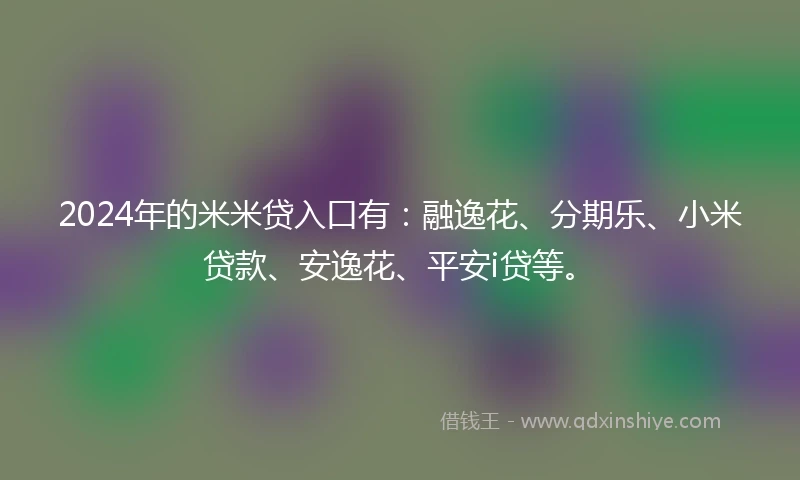 2024年的米米贷入口有：融逸花、分期乐、小米贷款、安逸花、平安i贷等。