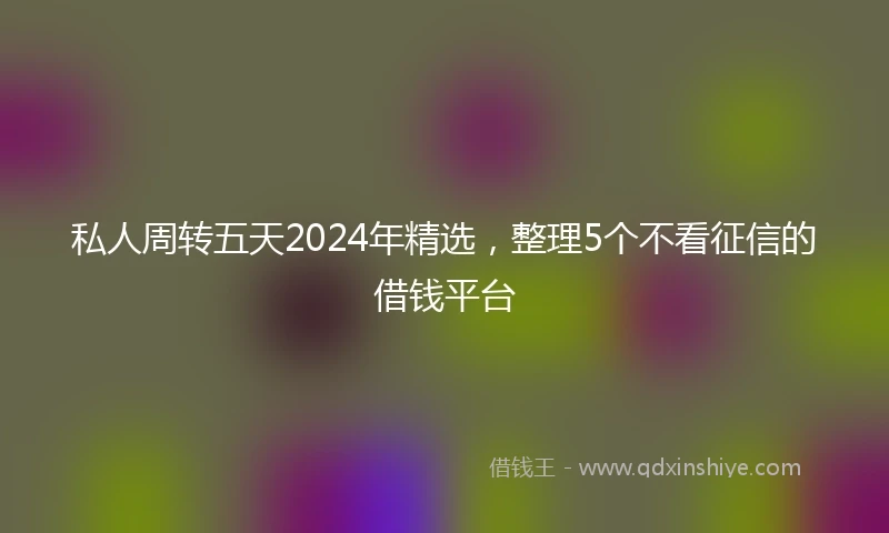 私人周转五天2024年精选，整理5个不看征信的借钱平台