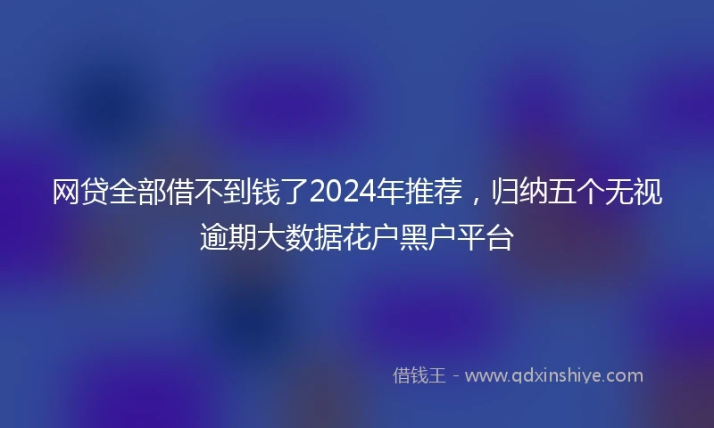 网贷全部借不到钱了2024年推荐，归纳五个无视逾期大数据花户黑户平台