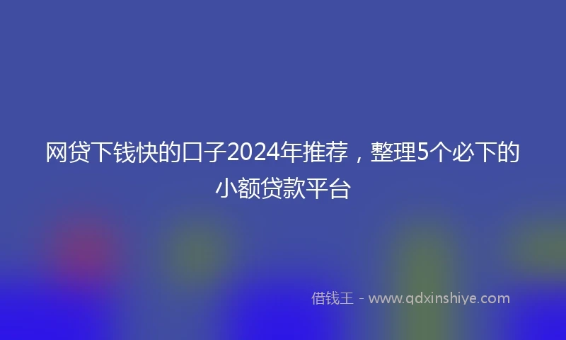 网贷下钱快的口子2024年推荐，整理5个必下的小额贷款平台