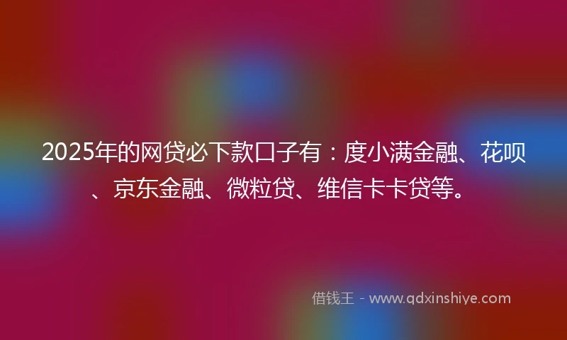 2025年的网贷必下款口子有：度小满金融、花呗、京东金融、微粒贷、维信卡卡贷等。
