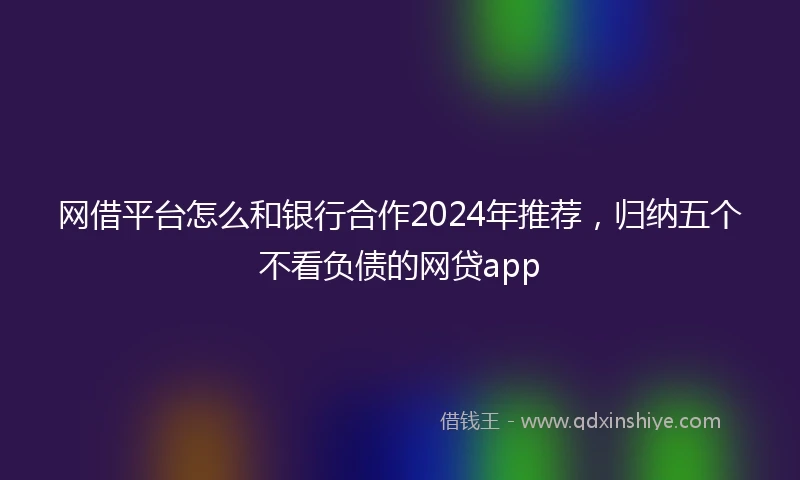 网借平台怎么和银行合作2024年推荐，归纳五个不看负债的网贷app