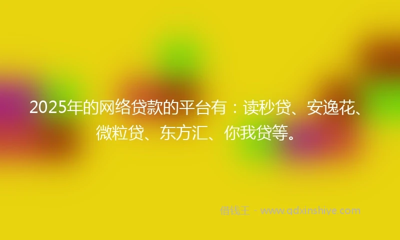 2025年的网络贷款的平台有：读秒贷、安逸花、微粒贷、东方汇、你我贷等。