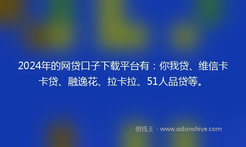 2024年的网贷口子下载平台有：你我贷、维信卡卡贷、融逸花、拉卡拉、51人品贷等。