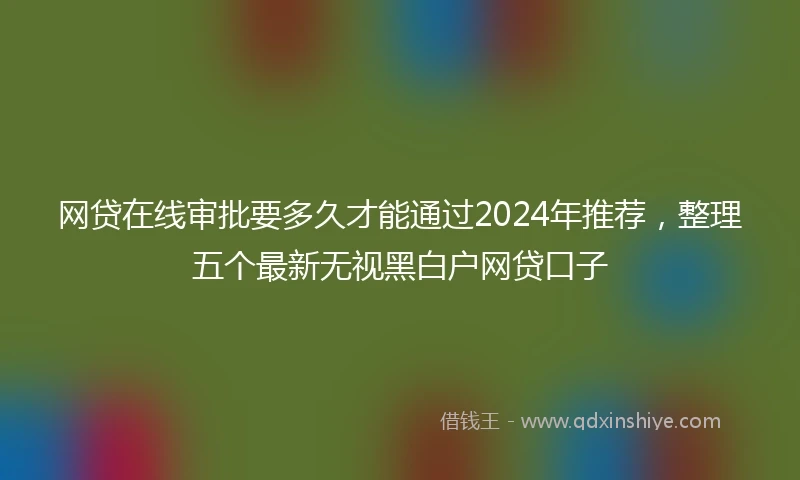 网贷在线审批要多久才能通过2024年推荐，整理五个最新无视黑白户网贷口子