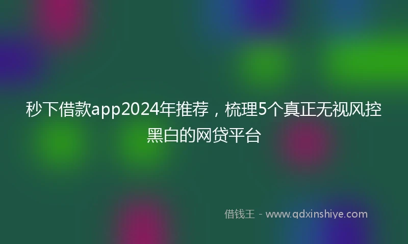秒下借款app2024年推荐，梳理5个真正无视风控黑白的网贷平台