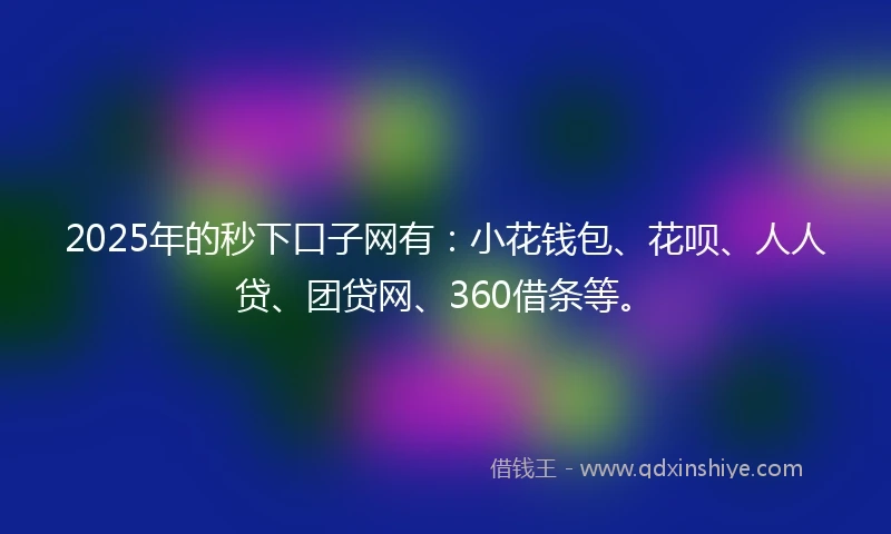 2025年的秒下口子网有：小花钱包、花呗、人人贷、团贷网、360借条等。