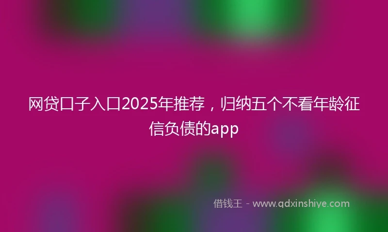 网贷口子入口2025年推荐，归纳五个不看年龄征信负债的app
