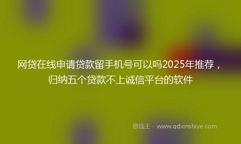 网贷在线申请贷款留手机号可以吗2025年推荐，归纳五个贷款不上诚信平台的软件