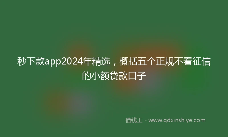 秒下款app2024年精选，概括五个正规不看征信的小额贷款口子