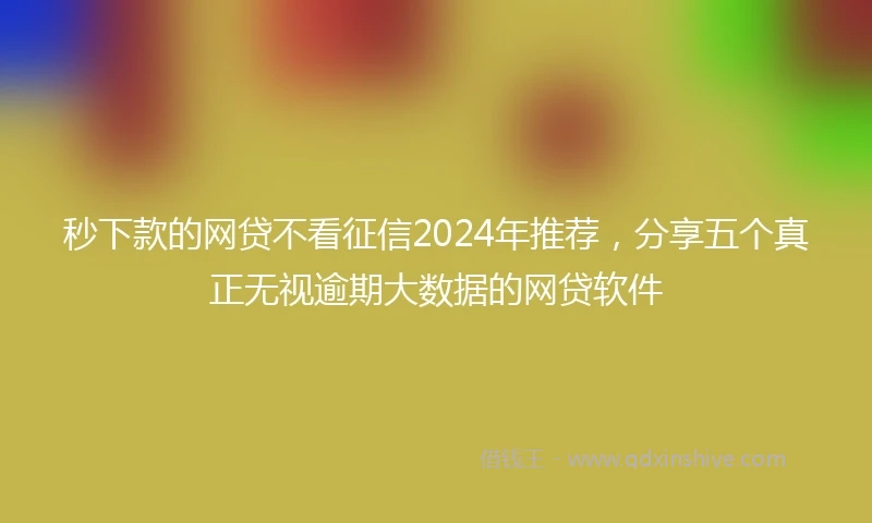 秒下款的网贷不看征信2024年推荐，分享五个真正无视逾期大数据的网贷软件