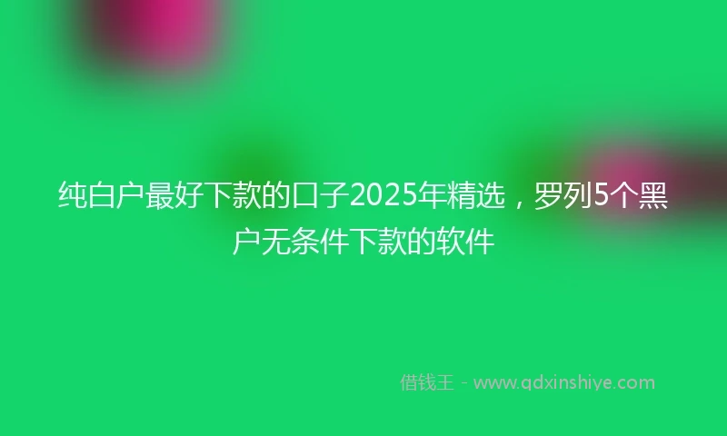 纯白户最好下款的口子2025年精选，罗列5个黑户无条件下款的软件