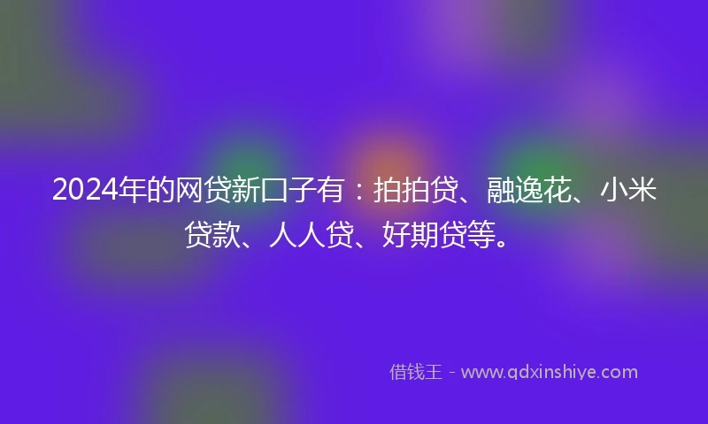 2024年的网贷新囗子有：拍拍贷、融逸花、小米贷款、人人贷、好期贷等。