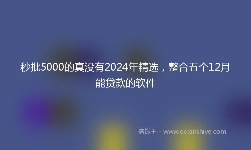 秒批5000的真没有2024年精选，整合五个12月能贷款的软件