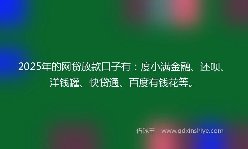 2025年的网贷放款口子有：度小满金融、还呗、洋钱罐、快贷通、百度有钱花等。