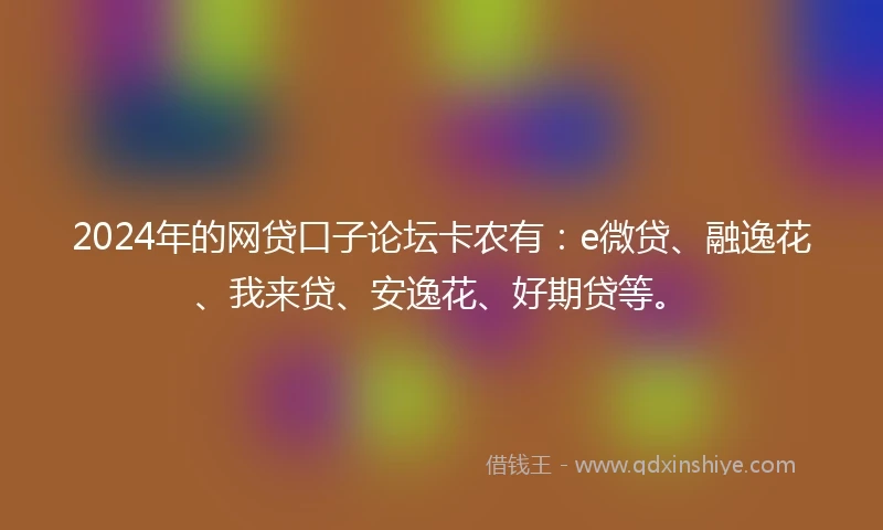 2024年的网贷口子论坛卡农有：e微贷、融逸花、我来贷、安逸花、好期贷等。
