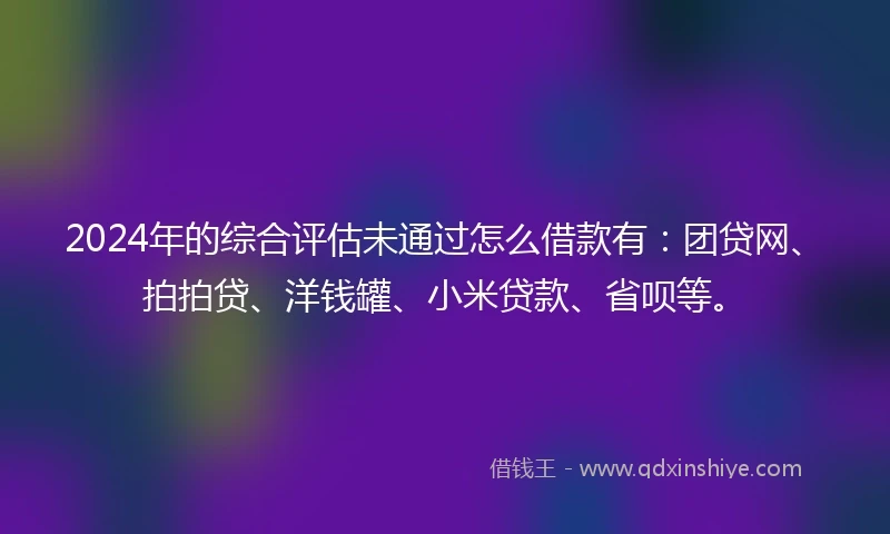 2024年的综合评估未通过怎么借款有：团贷网、拍拍贷、洋钱罐、小米贷款、省呗等。