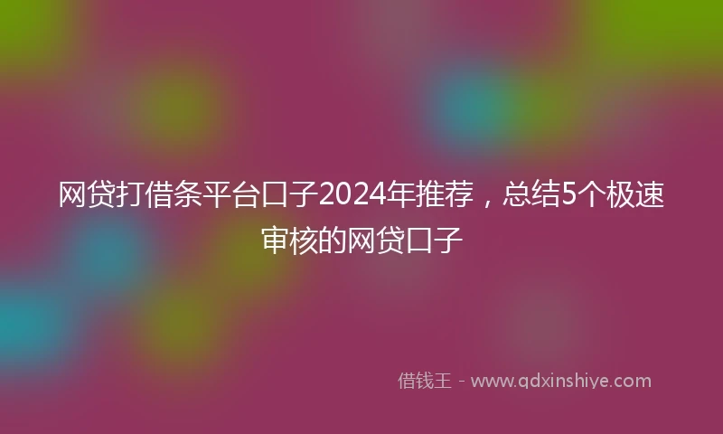网贷打借条平台口子2024年推荐，总结5个极速审核的网贷口子