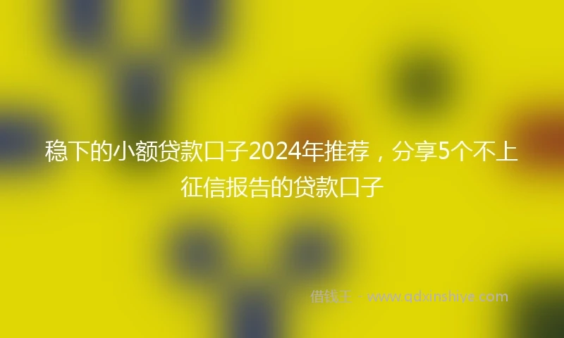 稳下的小额贷款口子2024年推荐，分享5个不上征信报告的贷款口子