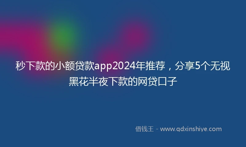 秒下款的小额贷款app2024年推荐，分享5个无视黑花半夜下款的网贷口子