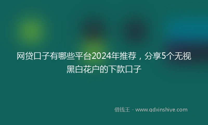 网贷口子有哪些平台2024年推荐，分享5个无视黑白花户的下款口子