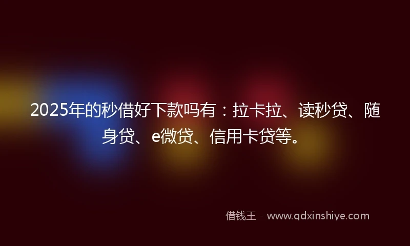 2025年的秒借好下款吗有：拉卡拉、读秒贷、随身贷、e微贷、信用卡贷等。