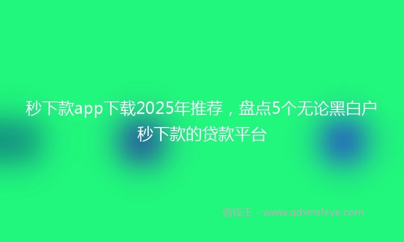 秒下款app下载2025年推荐，盘点5个无论黑白户秒下款的贷款平台