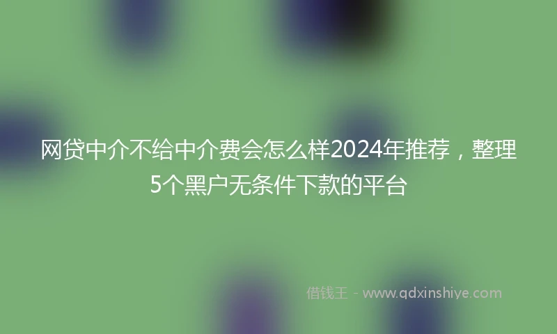 网贷中介不给中介费会怎么样2024年推荐，整理5个黑户无条件下款的平台