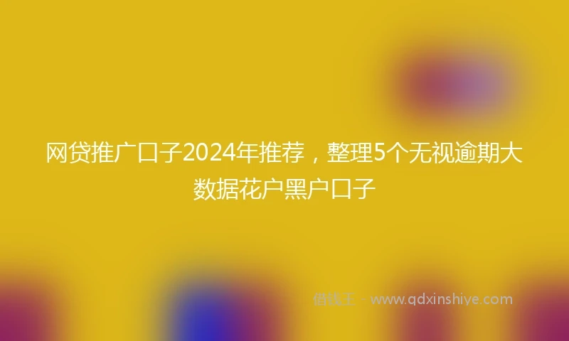 网贷推广口子2024年推荐，整理5个无视逾期大数据花户黑户口子
