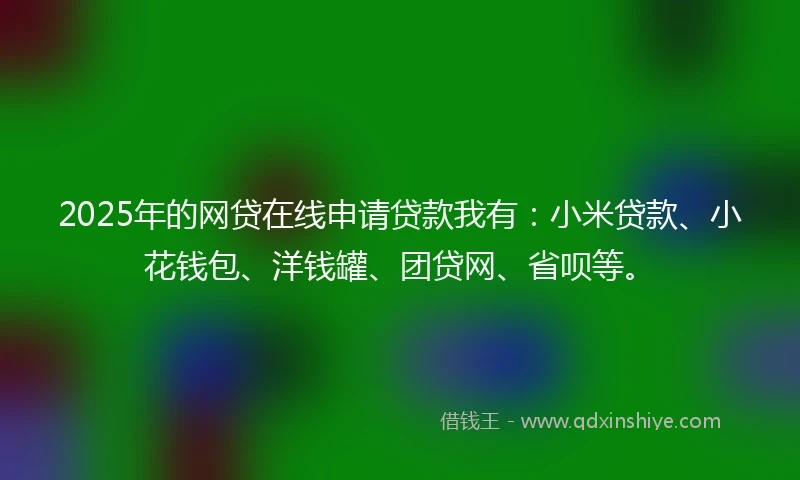 2025年的网贷在线申请贷款我有：小米贷款、小花钱包、洋钱罐、团贷网、省呗等。