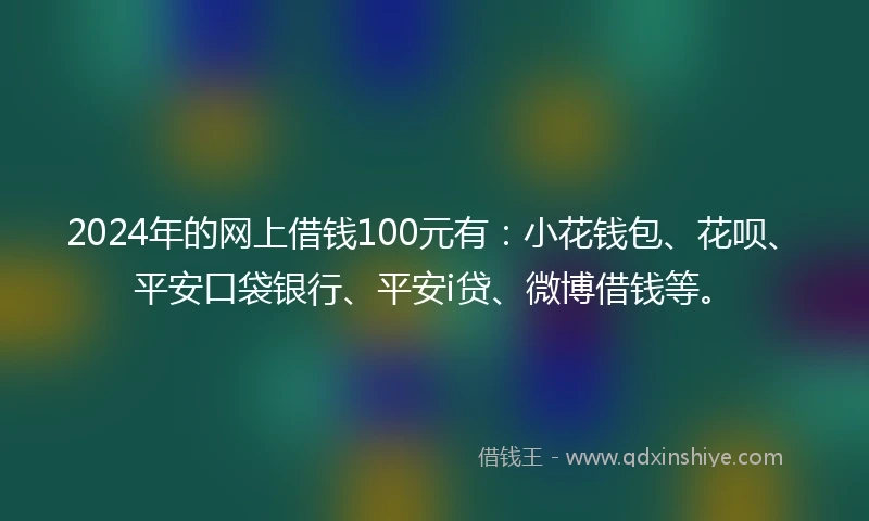 2024年的网上借钱100元有：小花钱包、花呗、平安口袋银行、平安i贷、微博借钱等。