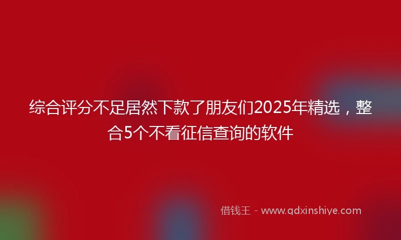 综合评分不足居然下款了朋友们2025年精选，整合5个不看征信查询的软件