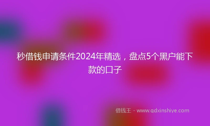 秒借钱申请条件2024年精选，盘点5个黑户能下款的口子
