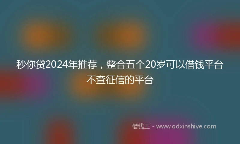 秒你贷2024年推荐，整合五个20岁可以借钱平台不查征信的平台