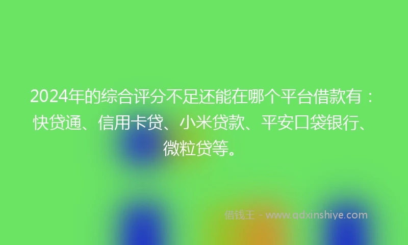 2024年的综合评分不足还能在哪个平台借款有：快贷通、信用卡贷、小米贷款、平安口袋银行、微粒贷等。