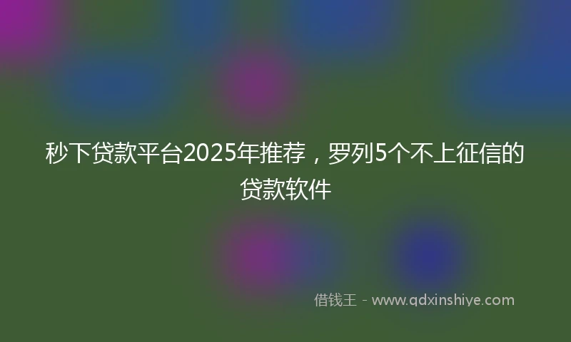 秒下贷款平台2025年推荐，罗列5个不上征信的贷款软件