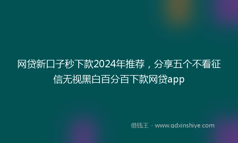 网贷新口子秒下款2024年推荐，分享五个不看征信无视黑白百分百下款网贷app