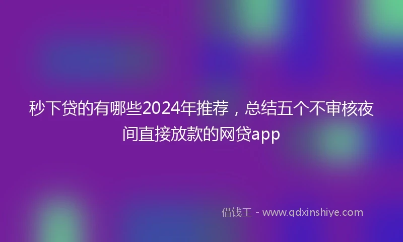秒下贷的有哪些2024年推荐，总结五个不审核夜间直接放款的网贷app
