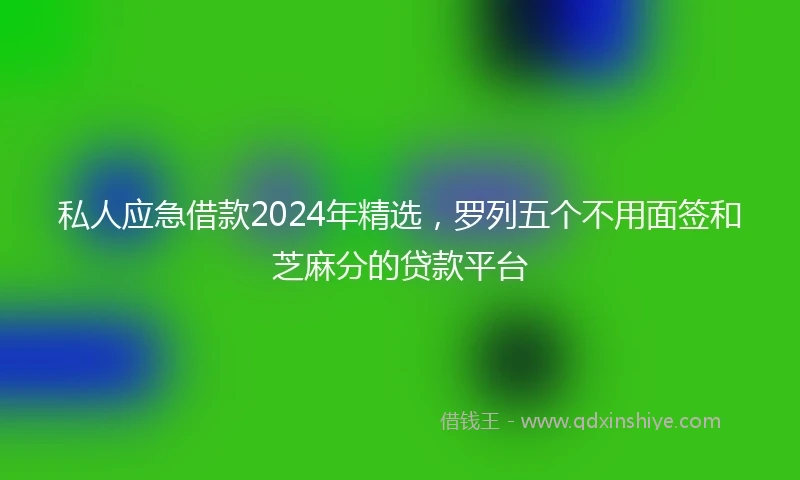 私人应急借款2024年精选，罗列五个不用面签和芝麻分的贷款平台