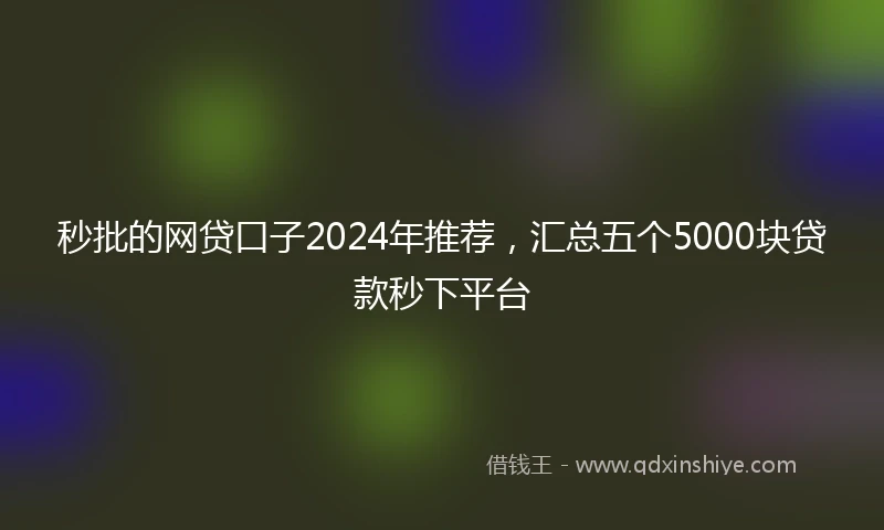 秒批的网贷口子2024年推荐，汇总五个5000块贷款秒下平台