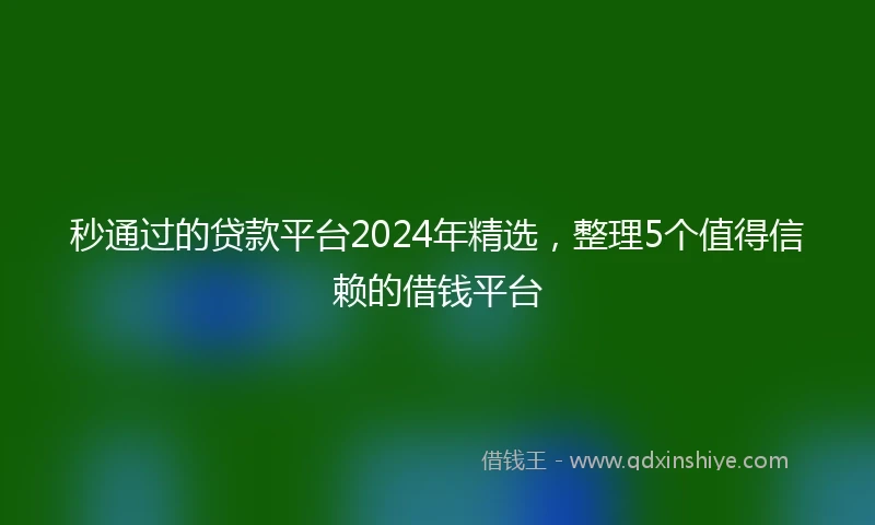 秒通过的贷款平台2024年精选,整理5个值得信赖的借钱平台