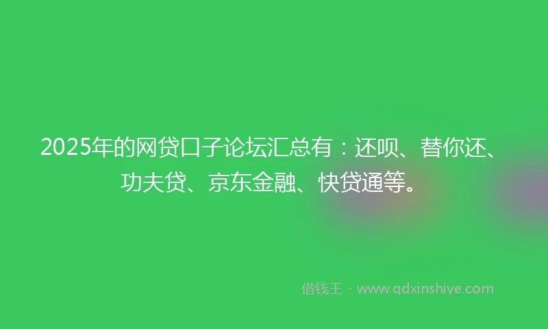2025年的网贷口子论坛汇总有：还呗、替你还、功夫贷、京东金融、快贷通等。