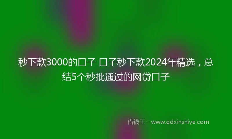 秒下款3000的口子 口子秒下款2024年精选，总结5个秒批通过的网贷口子