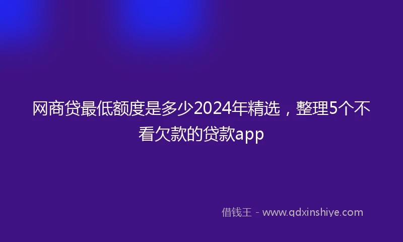 网商贷最低额度是多少2024年精选，整理5个不看欠款的贷款app